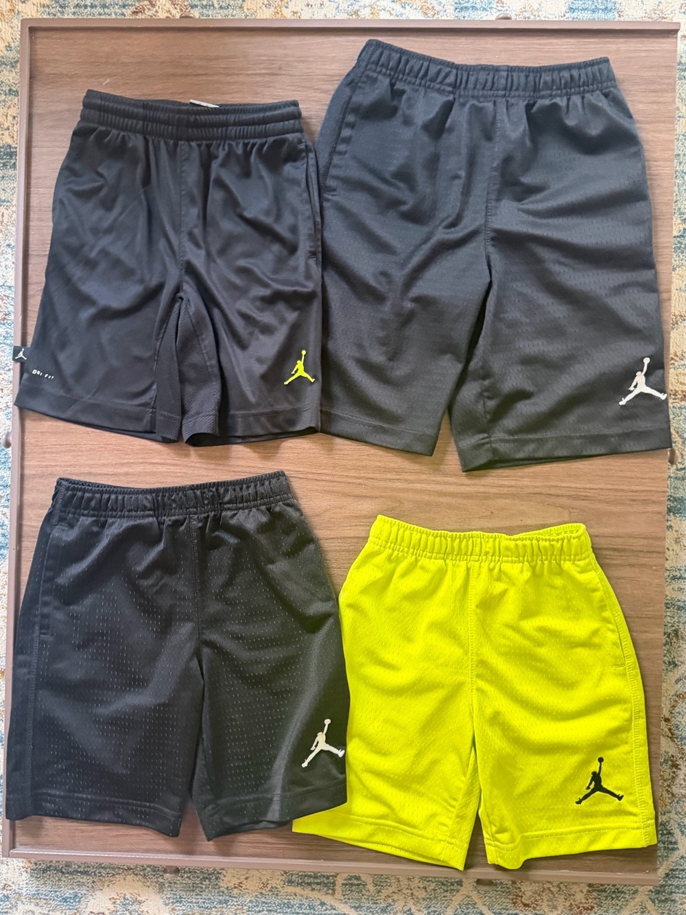 4 pack Jordan Boys Athletic Mesh Shorts - Black & Volt 3 4 5 6 7 assorted sizes